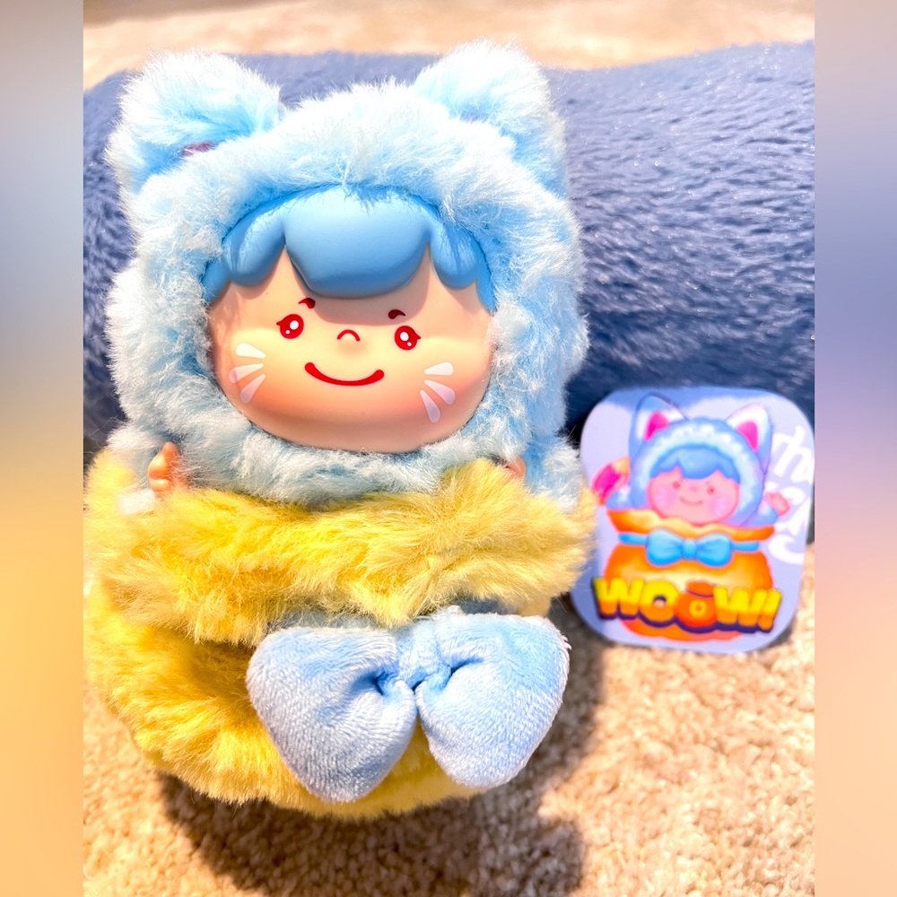Authentic Adorable Plush Toy with Blue and Yellow Accents